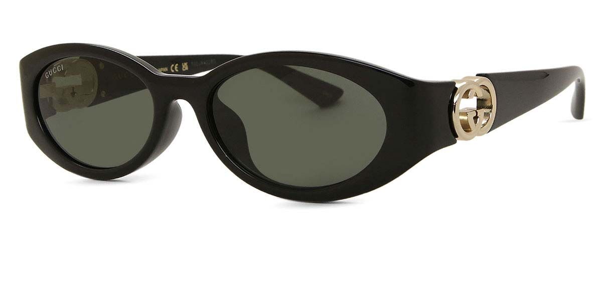 Gucci GG1662SA Asian Fit 001 Oval Black Sunglasses | Vision Direct