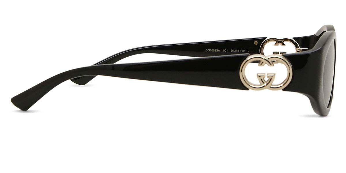Gucci GG1662SA Asian Fit 001 Oval Black Sunglasses | Vision Direct