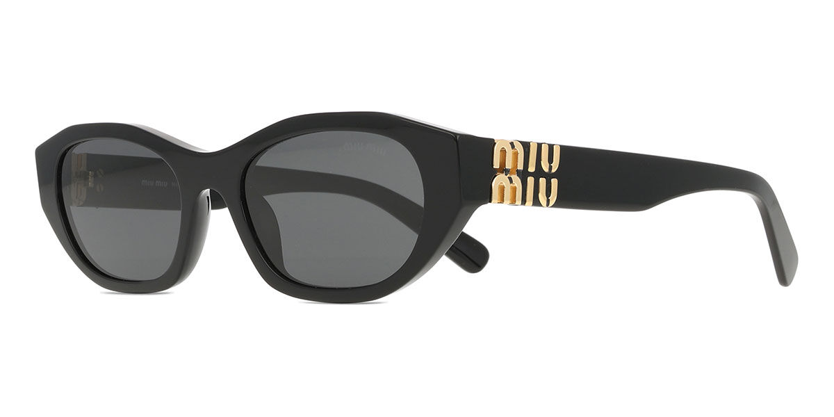 Miu Miu MUA03S 16K08Z Oval Black Sunglasses | Vision Direct Australia