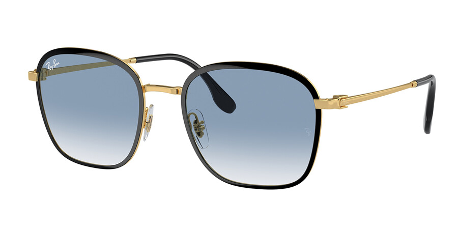 Ray Ban Rb3720 Ray-Ban RB3720 90003F Square Black on Gold Sunglasses | Vision Direct ...
