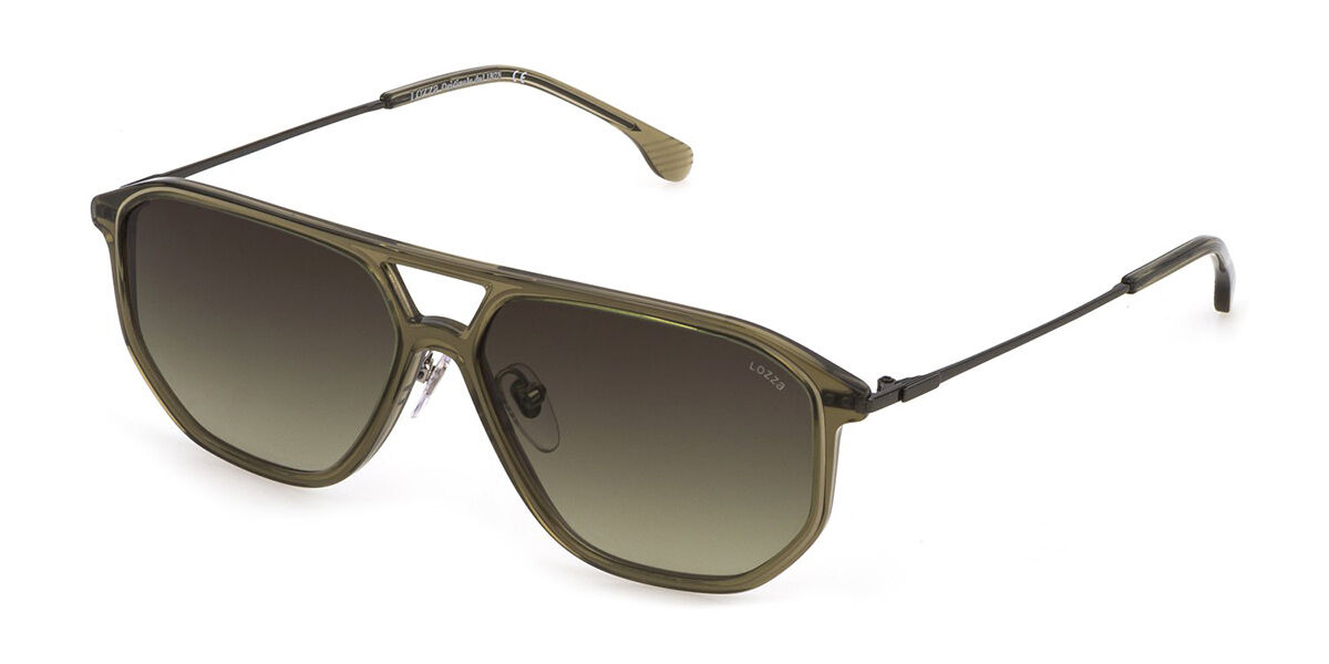 Lozza SL4280 096R Pilot Transparent Green Sunglasses | Vision Direct ...