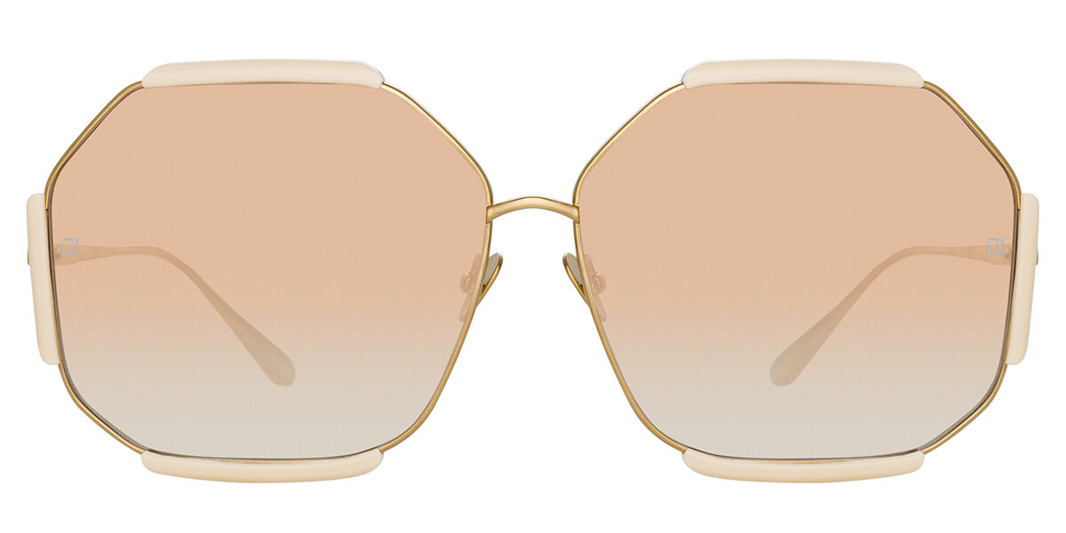 Linda Farrow MARGOT LFL1308 C3 Geometric Cream Light Gold Sunglasses ...