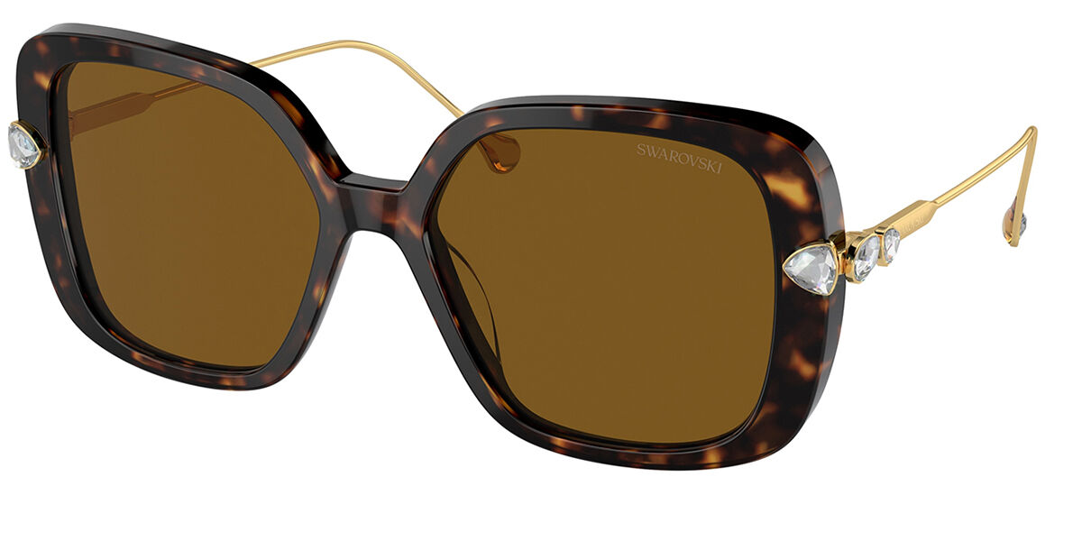 Swarovski SK6011 Polarized 100283 Square Tortoise With Gems Sunglasses ...