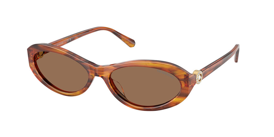 Glass Vision Code Swarovski SK6069U 109173 Oval Striped/Tortoise Sunglasses | Vision ...