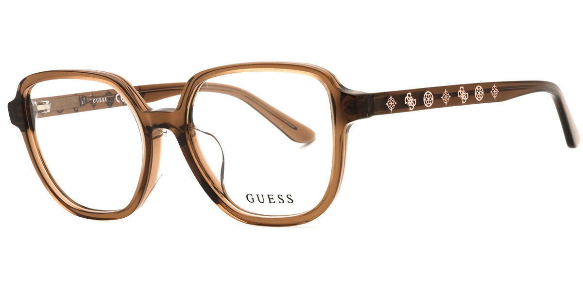 Guess GU50154-D Asian Fit 048 Square Transparent Dark Brown Eyeglasses ...
