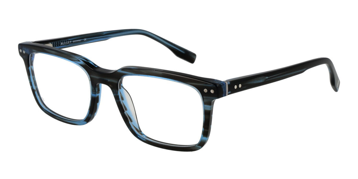 Bulget BG6435M E01 Rectangle Striped Black Light Blue Eyeglasses ...