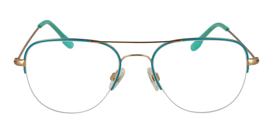 Johnny Loco JLE1822 Martin 351 Pilot Turquoise Blue On Gold Eyeglasses ...